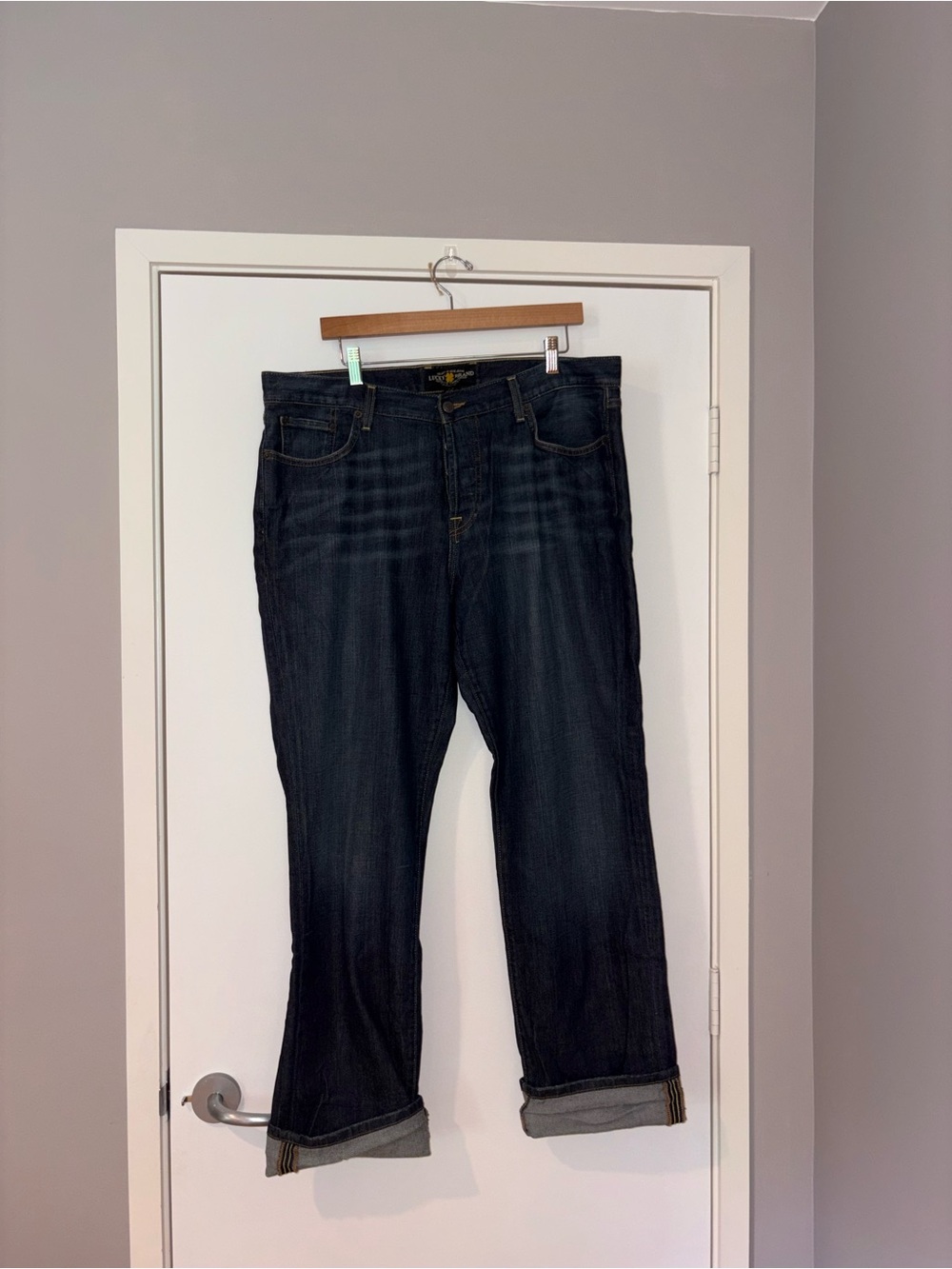 Lucky Brand 221 Slim Straight Dark Wash Rolled Hem Jeans